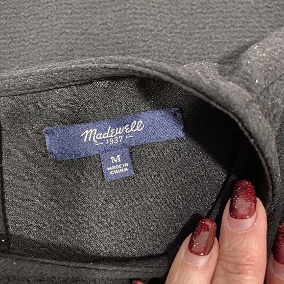 Madewell Textured Oversized Black Blouse Size M - Picture 6 of 6